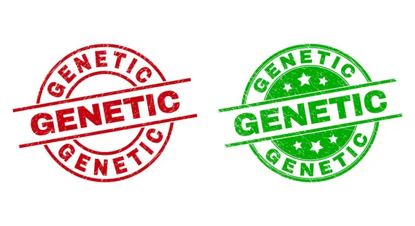 GENETIC runda märken med korroderad textur — Stock vektor