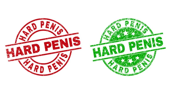 HARD PENIS Round Stamp Seals Using Unclean Style — Stock vektor