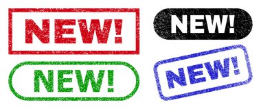 Yeni Ünlem. Dikdörtgen Damga Mührü Grunge Yüzeyi Kullanılıyor