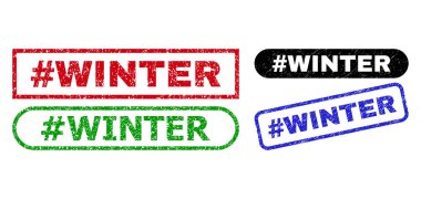 hashtag Kış Dikdörtgeni Filigranı Aşınmış Yüzey ile