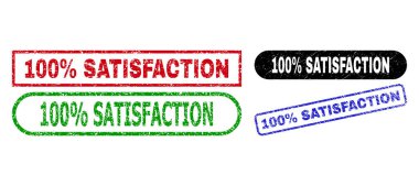 % 100 SATISFACTION Dikdörtgen Damga Mühürleri Aşınmış Doku Kullanımı