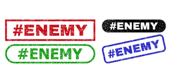 Hashtag Inimigo retângulo selo selos usando estilo impuro —  Vetores de Stock