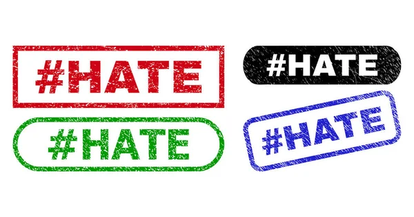 Hashtag HATE Filigranes rectangulaires utilisant la texture de détresse — Image vectorielle