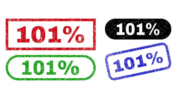 101 % de timbres rectangle scellés à l'aide d'une texture grunge — Image vectorielle