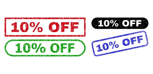 10 Percent OFF Rectangle Stamp Seals with Grunged Style — Stock Vector