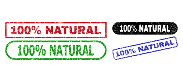 100 Percent NATURAL Rectangle Seals with Unclean Surface — Stock Vector
