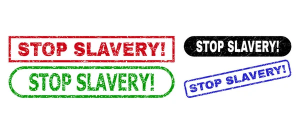 Állítsa le SLAVERY kiáltás. Téglalap Pecsét Gumitömítés használata — Stock Vector