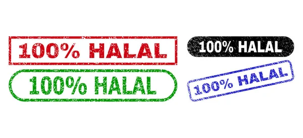 100 Procent HALAL Rechthoek Watermerken met Corroded Surface — Stockvector