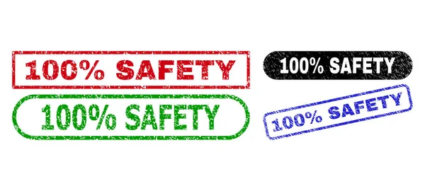 100 Percent SAFETY Rectangle Stamp Seals Using Scratched Surface — Stock Vector