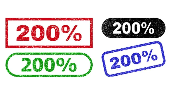 Sellos de rectángulo de 200 por ciento con textura rechinada — Vector de stock