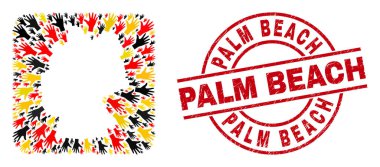Palm Beach Tehlike Mührü ve Alman Harita El Parmakları Mozaiği Alman Bayrağı Renkleri