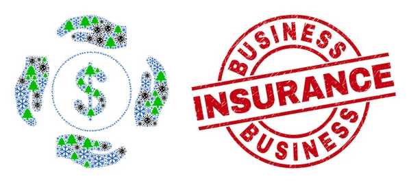 Business Insurance Distress Watermark and Dollar Care Hands Κολάζ Χειμερινών Εικόνων Coronavirus — Διανυσματικό Αρχείο