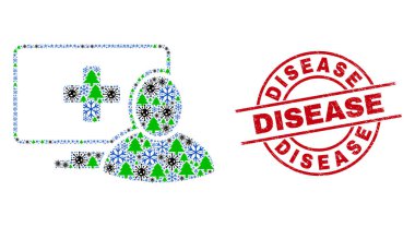 Covid-19 Kış Simgeleri Hastalık Mühürleme ve Bilgisayar Hastası Mozaiği