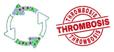 Tromboz Grunge Mühür ve Dolaşım Okları Coronavirüs Gribi Simgeleri