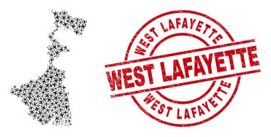 Batı Lafayette Pullu ve Batı Bengal Eyaleti Harita Uçak Kolajı