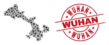 Wuhan Kazınmış Rozet ve Gansu Eyaleti Harita Uçak Mozaiği