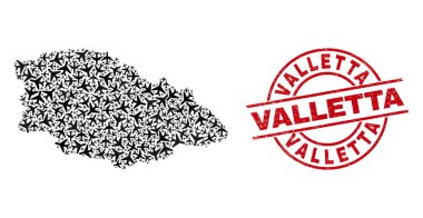 Valletta Damga Damgası ve Gozo Adası Hava Haritası Mozaiği