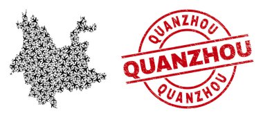 Quanzhou Damga Mührü ve Yunnan Eyaleti Harita Uçağı Mozaiği