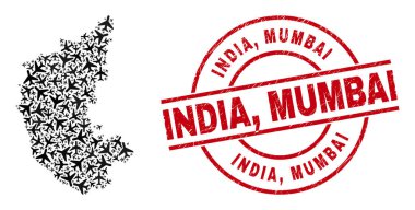 Hindistan, Mumbai Lastik Rozet ve Karnataka Devlet Harita Uçak Mozaiği