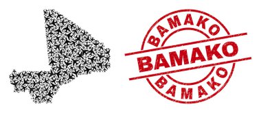 Bamako Lastik Mühür Mührü ve Mali Harita Hava Kuvvetleri Mozaiği