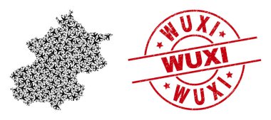 Wuxi Pul ve Pekin Şehir Haritası Uçak Mozaiği