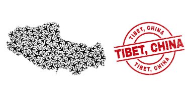 Tibet, Çin Kauçuk Mührü ve Tibet Harita Uçak Kolajı