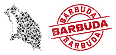 Barbuda Filigran Mührü ve Barbuda Adası Hava Yolları Mozaiği