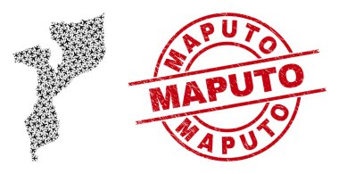 Maputo Filigran Damgası ve Mozambik Harita Jet Aracı Mozaiği