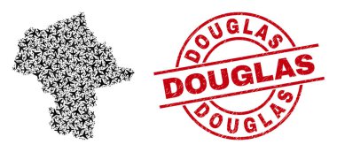 Douglas Damga Damgası ve Mazovia Eyaleti Harita Uçağı Mozaiği