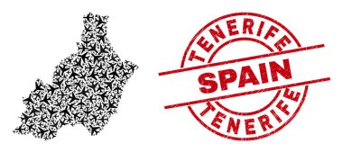 Tenerife İspanya Damga Mührü ve Almerya Eyaleti Harita Uçak Kolajı