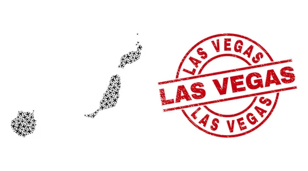 Las Vegas Rubber Stempel Seal en Las Palmas Provincie Kaart Vliegtuig Collage — Stockvector