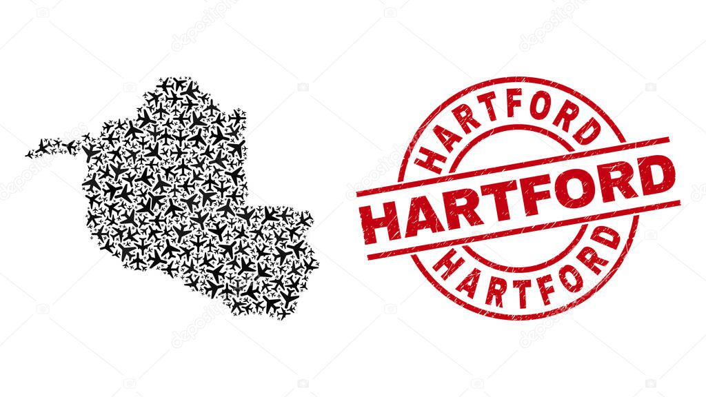 Hartford Rubber Stamp and Rondonia State Map Air Force Mosaic