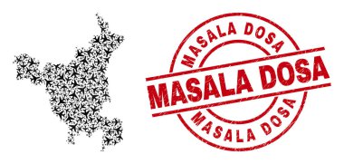 Masala Dosa Grunge Damgası ve Haryana Devlet Harita Uçak Mozaiği