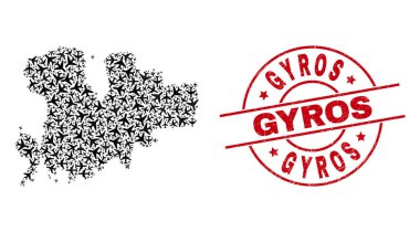 Gyros Lastik Rozet ve Mykonos Adası Hava Yolları Mozaiği