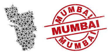 Mumbai Filigran Damgası ve Goa Devlet Hava Haritası Mozaiği