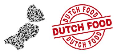 Hollanda Gıda Mührü ve Flevoland Eyaleti Harita Uçağı Mozaiği