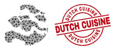 Hollanda Mutfak Kauçuk Mührü ve Zeeland Eyaleti Harita Havacılık Mozaiği