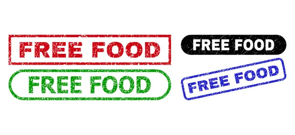 FREE FOOD Rectangle Stamps Using Corroded Texture — Stock Vector