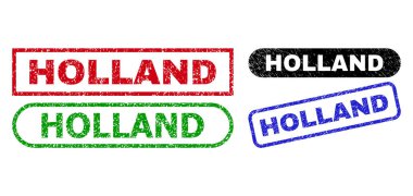HOLLAND Dikdörtgen Damga Mührü Grunged Style