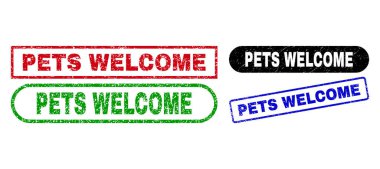 PET Dörtgen Mühür Mühürlerini Paslanmış Doku Kullanarak HoşGeldiniz