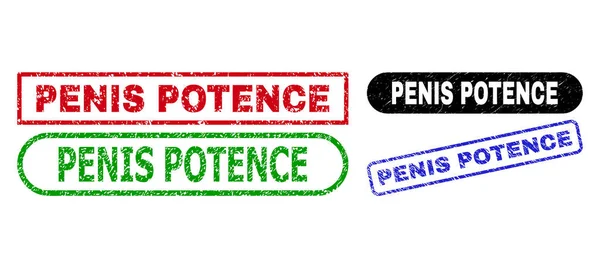 PENIS POTENCE Rectangle Stamps Using Corroded Texture — Stock vektor