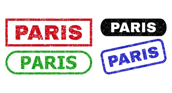 使用不洁表面的PARIS矩形邮票封条 — 图库矢量图片