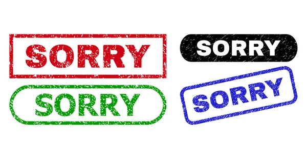 SORRY Rectangle Stamp Seals Using Unclean Texture — Stock Vector