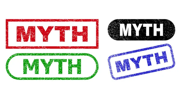 Perangko Segiempat MYTH dengan Gaya Rusak - Stok Vektor