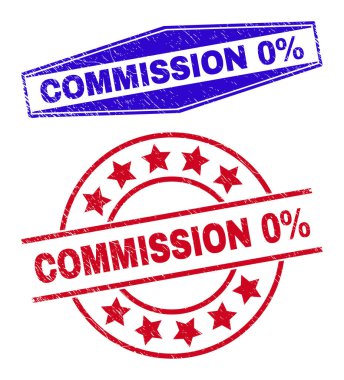 COMISSION 0% Grunge Mührü Yuvarlak ve Altıgen Şekiller
