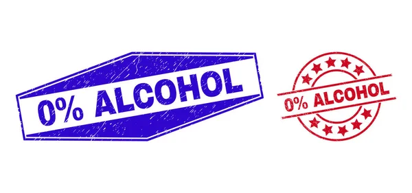 0 vnímá ALCOHOL texturované těsnění v kulatých a šestiúhelníkových tvarech — Stockový vektor