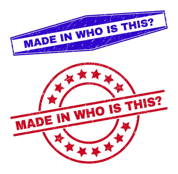 MADE IN WHO IS THIS Question Corroded Watermarks in Round and Hexagon Forms — Stock Vector