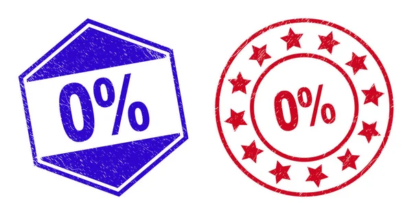 圆形和六边形不洁净邮票封印的百分比为0% — 图库矢量图片