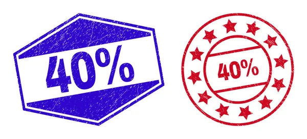 40% Grunged Watermarks em formas redondas e hexágono —  Vetores de Stock