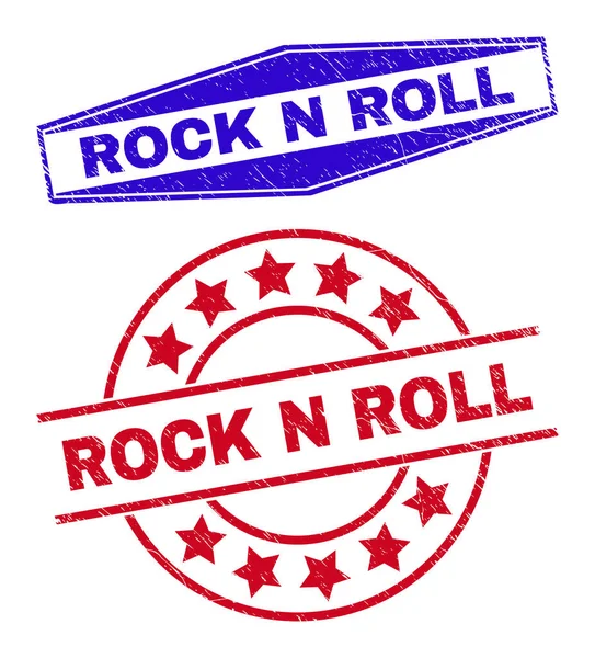 ROCK N ROLL Sceaux d'étanchéité impurs sous forme ronde et hexagonale — Image vectorielle